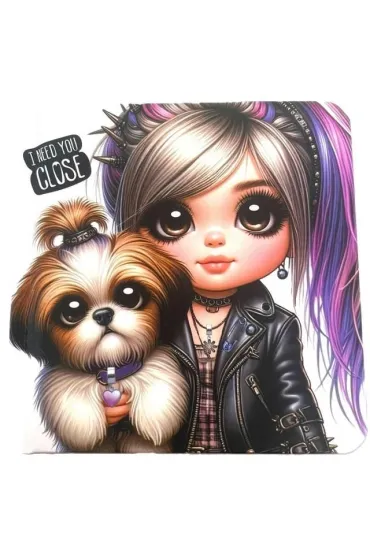 Notatnik 100x100/48K gładki TW Dziewczynka z psem