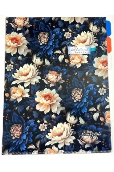 Teczka A4+ plastik 3 przegródki koszulka L Kwiaty