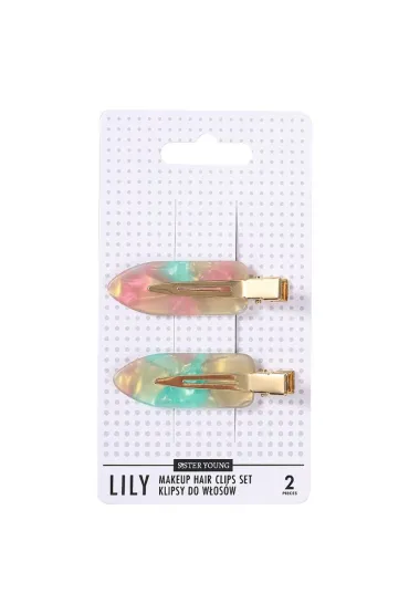 Lily Makeup Hair Clips Set klipsy do włosów Pink Green