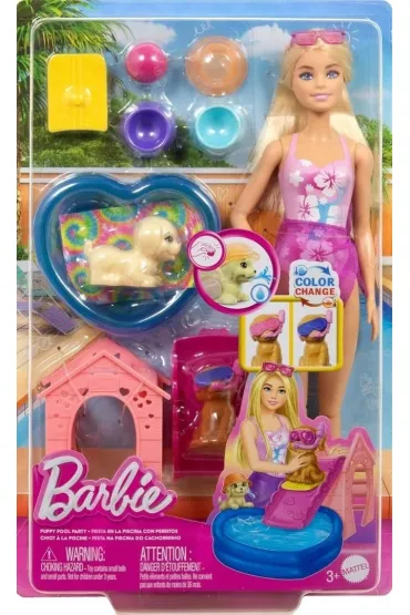 Barbie. Puppy Pool Party z akcesoriami zmiana kolor