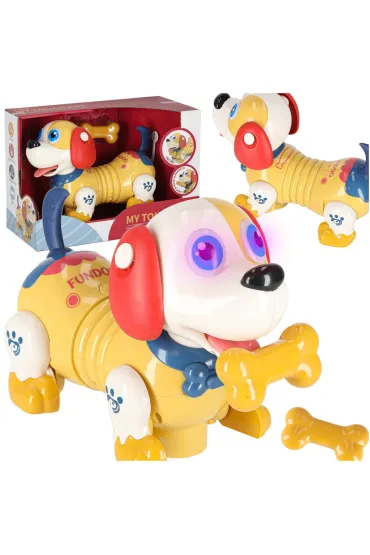 Pies piesek interaktywny z kością robot reaguje na dotyk