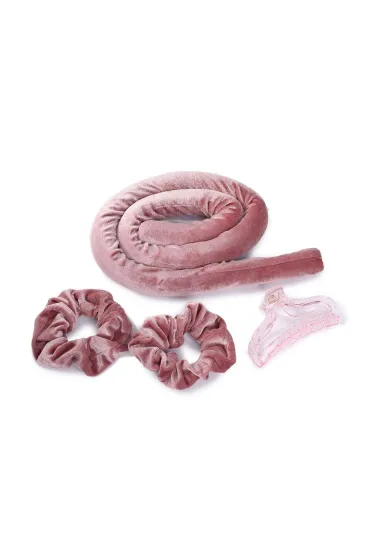 Lisa Hair Curling Set wałek do włosów bez użycia ciepła + satynowe gumki 2szt + klamra Pink