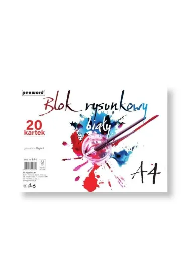 Blok rysunkowy A4 biały 80g 20 kartek
