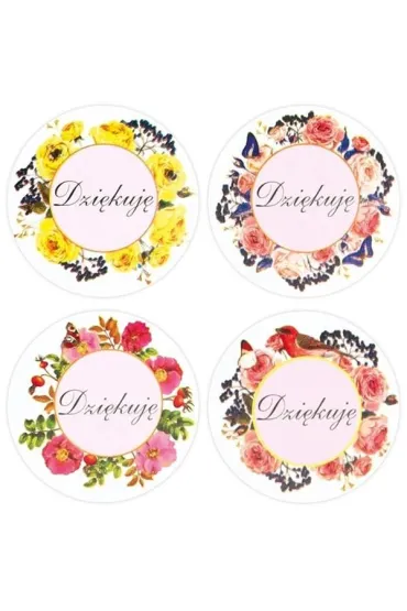 Naklejki papierowe na taśmie Dziękuję 25mm 500 szt