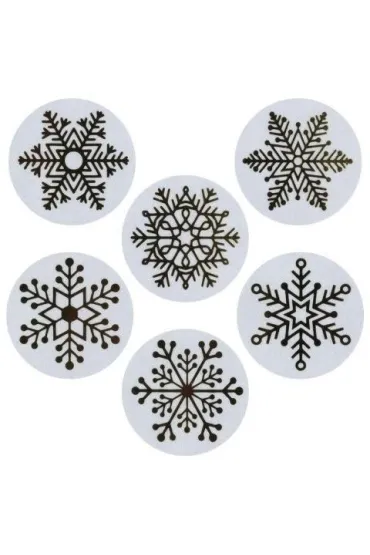 Naklejki papierowe na taśmie Śnieżynki 25mm 500 szt