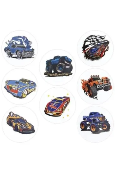 Naklejki papierowe na taśmie Samochody 500 szt