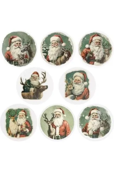 Naklejki papierowe na taśmie Mikołaj vintag 500 szt