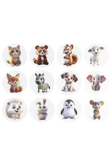 Naklejki papierowe na taśmie Zwierzątka 500 szt
