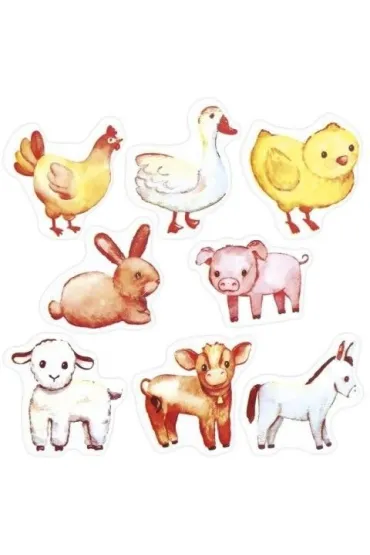 Naklejki papierowe na taśmie Zwierzęta 500 szt