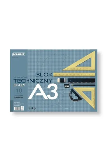 Blok techniczny A3 Premium biały 250g 10 arkuszy