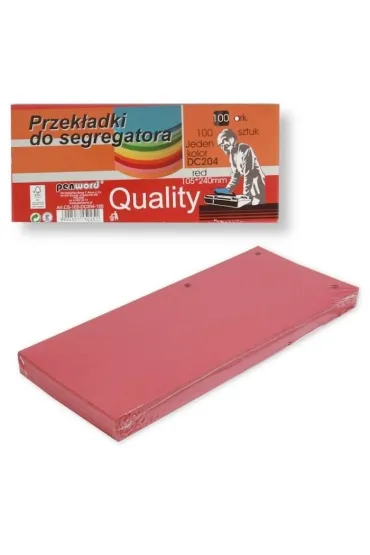 Przekładki do segregatora 100 szt red