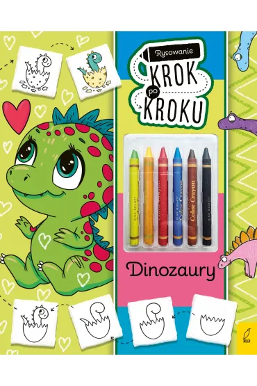 Rysowanie krok po kroku z kredkami. Dinozaury