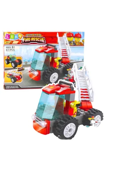  Klocki konstrukcyjne strażacki wóz z drabiną 67el