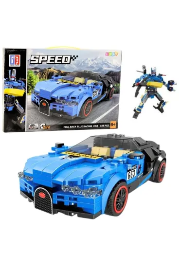  Klocki konstrukcyjne auto 2w1 niebieskie 328el