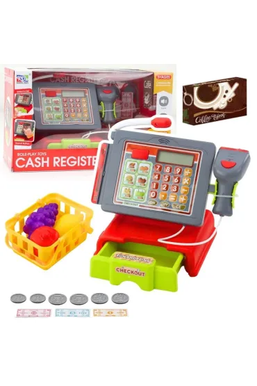 Kasa Sklepowa z dźwiękiem i światłem czerwona