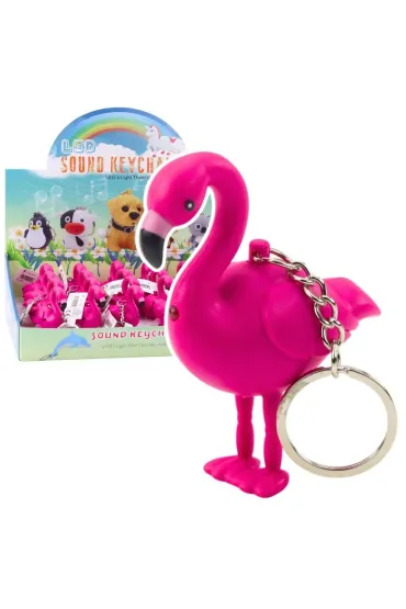 Brelok do kluczy flaming led rożowy