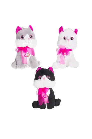 Maskotka Kotek z głosem siedzący z kokardką Mały 3625 DEEF mix cena za 1 szt