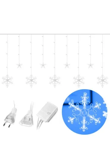 Lampki płatki śniegu gwiazdki świąteczne światełka kurtyna 138LED