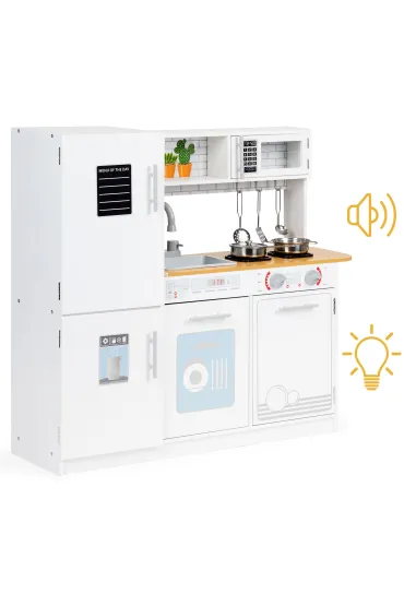 Drewniana kuchnia dla dzieci światło led + garnki