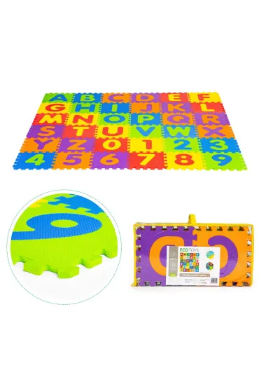 Duża mata piankowa EVA dla dzieci litery cyfry 178x178 cm 36 elementów