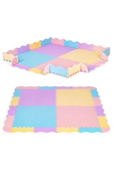 Mata piankowa kolorowa dla dzieci z płotkiem 141,5x141,5 cm