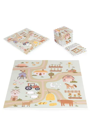 Duża mata piankowa EVA dla dzieci farma 90,5x90,5 cm 21 elementów