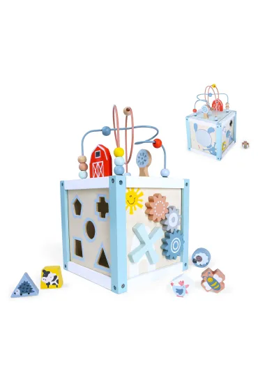 Drewniana kostka edukacyjna sorter +klocki