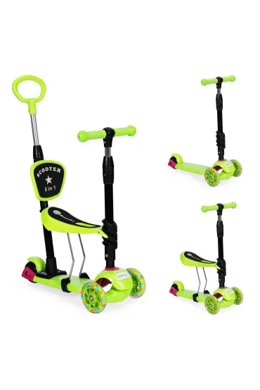 Hulajnoga trójkołowa balansowa led 3w1 świecące kółka - Zielona