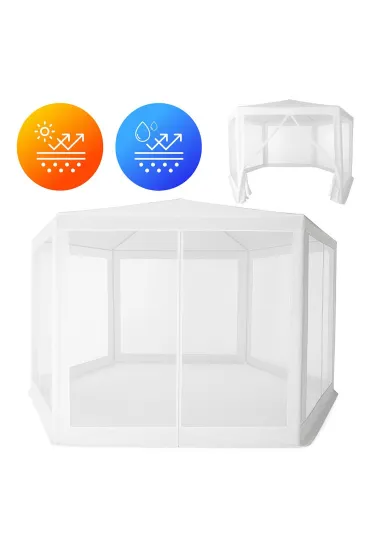 Namiot pawilon ogrodowy handlowy 2x2x2 m z moskitierą biały