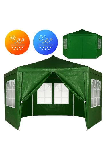 Namiot pawilon ogrodowy handlowy 2x2x2 m z oknami zielony