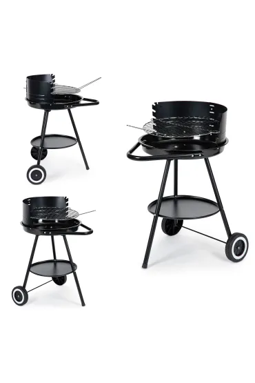 Grill ogrodowy okrągły ruszt z regulacją wysokości rusztu