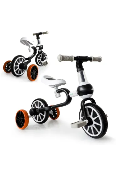 Rower rowerek biegowy 4w1 Pedały Kółka boczne czarny