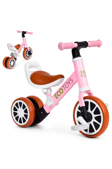 Rowerek trójkołowy biegowy z pedałami 2w1 różowy