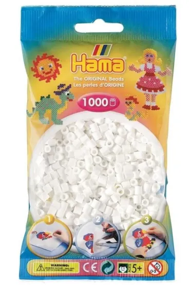 Koraliki Midi w woreczku 1000el białe