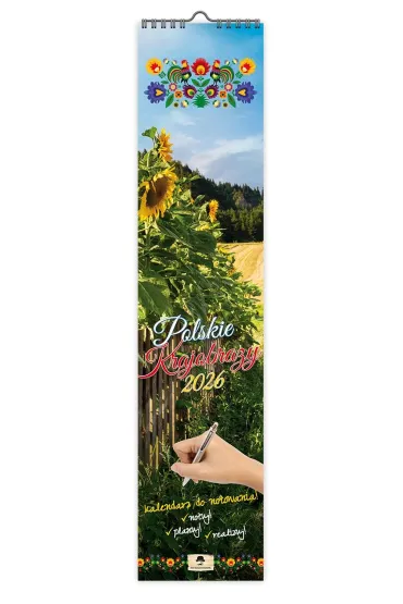 Kalendarz 2026 paskowy wąski polskie krajobrazy