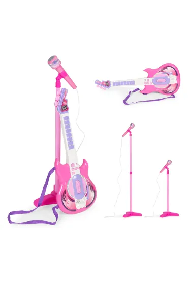 Zestaw gitara elektryczna mikrofon statyw dla dzieci mp3