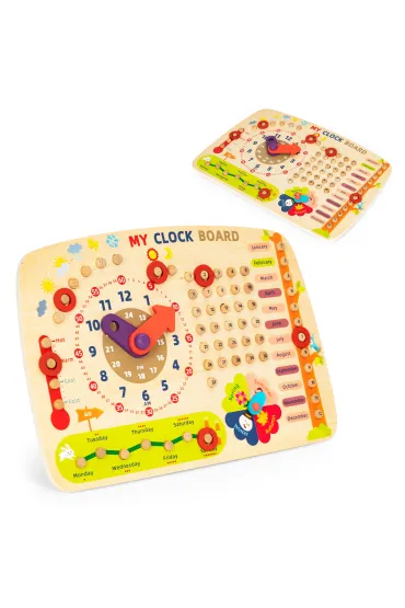 Drewniana tablica manipulacyjna dla dzieci kalendarz zegar
