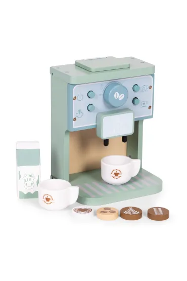 Drewniany ekspres do kawy dla dzieci zestaw baristy 8 elementów