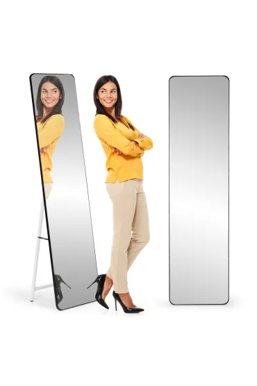Duże stojące lustro prostokątne wąska rama 148 cm