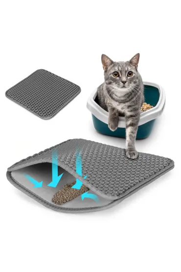 Mata dwuwarstwowa wycieraczka pod kuwetę dla kota szara