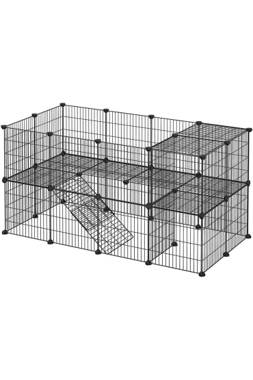Kojec modułowy zagroda dla małych zwierząt gryzoni chomika świnki morskiej 2 poziomy czarny