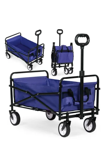 Wózek plażowy transportowy ogrodowy składany niebieski 48x90 cm