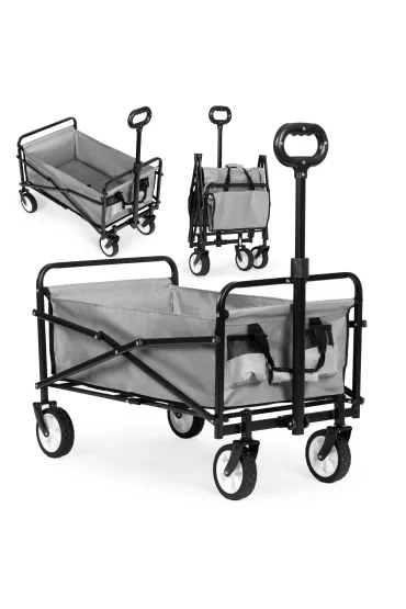 Wózek plażowy transportowy ogrodowy składany szary 48x90 cm