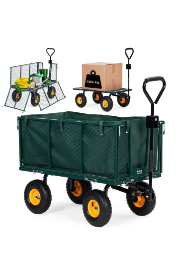 Wózek transportowy ogrodowy 400 kg do traktorka otwierane burty duże pompowane koła