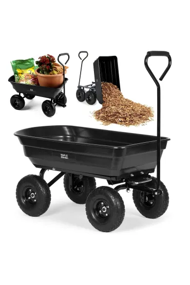 Wózek transportowy ogrodowy taczka wywrotka 75L 200 kg duże pompowane koła