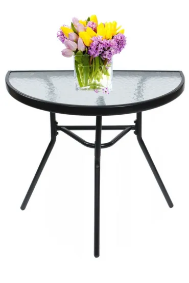 Stolikszklanykawowynabalkontaraspatiopółokrągłyczarny