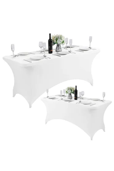 Obrus uniwersalny pokrowiec na stół cateringowy 180 cm 6FT biały elastyczny