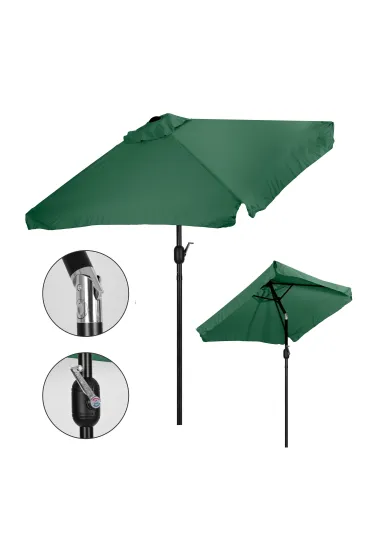 Prostokątny duży parasol ogrodowy skośny łamany z korbą zielony 200x140 cm