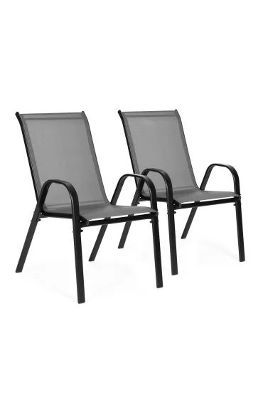 Zestaw komplet 2 krzeseł ogrodowych na taras balkon szare