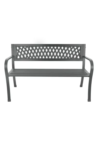 Ażurowa ławka ogrodowa z oparciem parkowa na taras balkon metalowa konstrukcja grafitowa